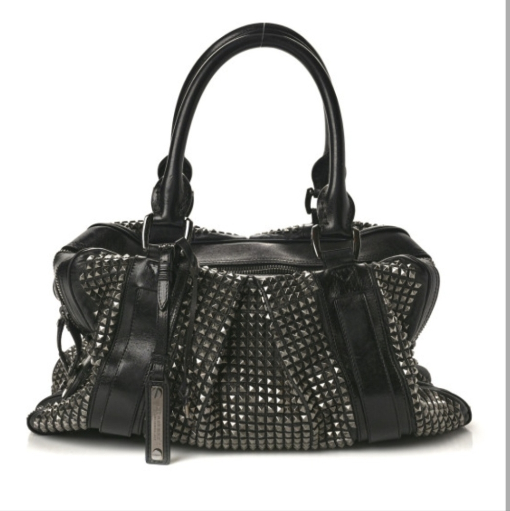 Studded Black Handbag Prorsum Calfskin Studded Knight Satchel BURBERRY
